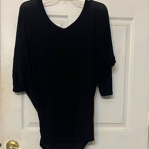 Elegant Black V-Neck Women's Blouse
